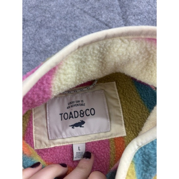 Toad&co Campo Fleece Pullover Henley Bristow Women's L Multicolor Abstract Boxy - Picture 6 of 8